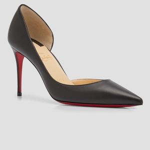 NWT Christian Louboutin Iriza Leather Half-d’Orsay Red Sole Pumps size 38.5